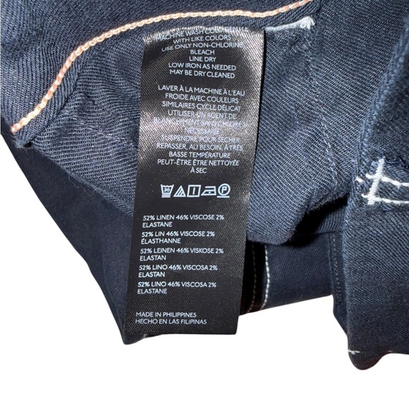 Anthropologie x Maeve The Colette Contrast-Stitch Linen Crop Wide-Leg Pants - Picture 8 of 9